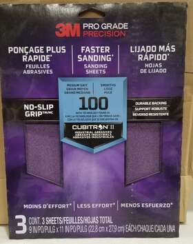 26100tri-3 3m Company Pro Grade 7x No-slip Grip Advanced Sandpaper 9x11 100grit 3/pk - D12
