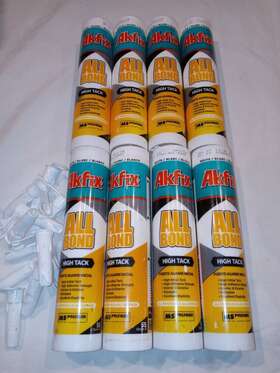 Akfix 699396012586 All Bond High Tack Ms Polymer White 8 Tubes New Sealed