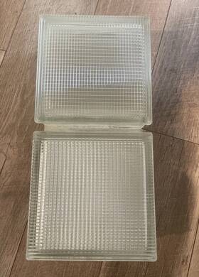 Approx8-8-4 Block 2 Glass Blocks Vintage Mcm Brick 1960s Historic Bldg