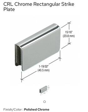 Gdh60ch Cr Laurence Crl Chrome Finger Grip Strike Plate For Glass Doors 2 Inch W X 2-1/4 H