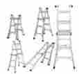 E7-0012-a Outsunny Multi-purpose 11ft Adjustable Extension Aluminum Folding Step Ladder Scaffold