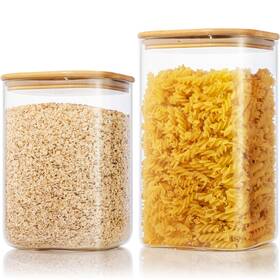 Homartist Glassjar-2-180oz-s01-01 Extra Large Square Glass Flour And Sugar Storage Containers With Airtight Lids