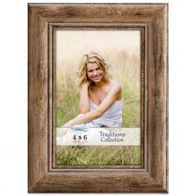Trad-4x6 Icona Bay - 4x6 Chestnut Brown Picture Frame Rustic Wood Pattern Lightly