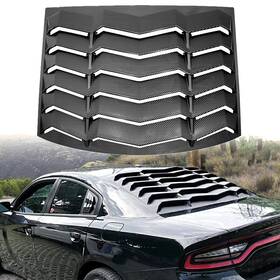 Le-jx 730074419452 Carbon Fiber Print Rear Window Louver Cover Lambo Style Custom Fit All Weath