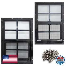 B0d839zsqc Neatiease 2pk 24x27 Inch Black Frame Flush Mount Shed Windows Tempered Glass