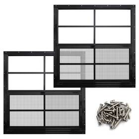 B0fclyk55n Neatiease 2 Pack 24x24 Black Frame Flush Mount Shed Windows Tempered Glass Scree