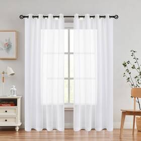 84bhflsheer No Off White Sheer Curtain Panel For Living Room With Grommets Linen Texture