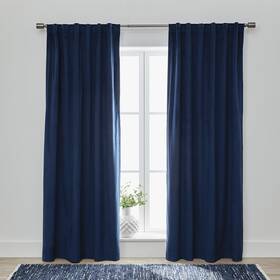 Bhs466170517001 No Dutch Velvet 100% Blackout Curtain Panel Navy Blue