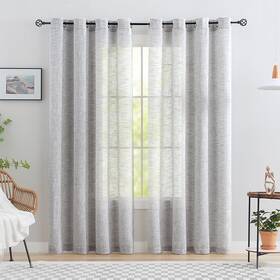 Cmsg2-84gr No Exultantex Semi Sheer Curtains For Living Room Linen Textured Rustic Grey Panels