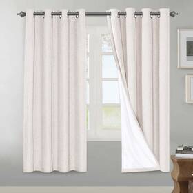 Hvwmtc-5272-c12ivory No Thermal Curtains 100% Blackout Linen Curtain Draperies With White Liner