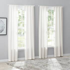 Ms22-270-512-10 No Textured Solid Light Filtering Curtain Panels Set Of 4 White