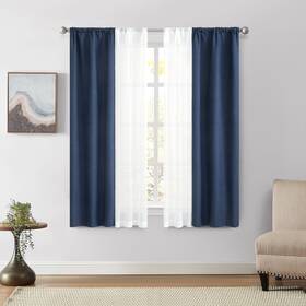 Mss528001798065 No Mainstays Twill Blackout And Sheer Curtain Panel Set 4-piece Navy