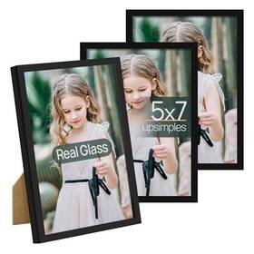 Upsimples B0c8hy7ysq 5x7 Picture Frame Set Of 3 High Definition Glass Wall And Tabletop
