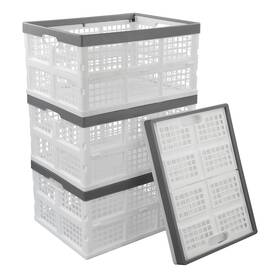 Uumitty 737269770442 4 Packs 30 L Plastic Collapsible Storage Basket Folding Stackable Co