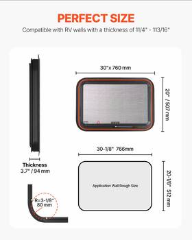 Vevor 197988652854 Exit Rv Window 30 Inch W X 20 H Emergency Push Out With Screen And Ring Cargo