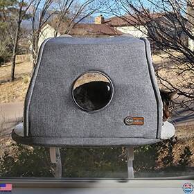 100213597 Visit The K&h Pet Products Store Hooded Fleece Kitty Sill Universal Mount 14x24 Inches Gray