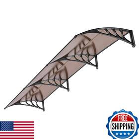 B0cm978nk6 Vivohome 40 Inch X120 Polycarbonate Window Door Awning Canopy Brown With Black Bracket