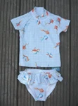 Next Baby Girls Uv Sunsafe UPF50+ Tropical Fish Blue Check Swimsuit 6-9. Fixed Price $14.76.