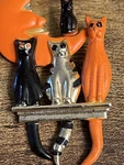Cat Moon Enamel Brooch Pin, Metal Lapel Jewelry. Fixed Price $18.75.