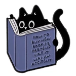 Black Cat Book Lover Cute Cool Funny Enamel Brooch Lapel Pins. Fixed Price $10.99.