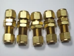 5 Crawford Swagelok Brass Bulkhead Unions, 1/2" Od Tube, B-810-61. Fixed Price $44.89.
