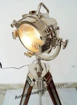 Spotlight Designer Chrome Wooden Tripod Searchlight Floor Lamp Christmas Gifts. Fixed Price $267.67.