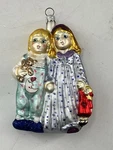 Vtg Glass Children Pajamas Surprise Santa Visit Christmas Ornament Hand Painted. Fixed Price $34.99.