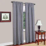 Buffalo Check Panel Window Curtain 42 Inch Width 63 Length Navy & Ivory Pla. Fixed Price $27.40.