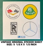 Corvette - Lotus Rolls Royce Mercedes Vintage Original Decal Sticker Sheet. Fixed Price $5.82.