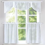 3 Piece Ogee Semi-sheer Kitchen Window Curtains Panel Tiers & Valance Set White. Fixed Price $17.99.