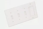 Leviton 80732-W 4-GANG 3-TOGGLE 1-DECORA/GFCI Device Combination Wallplate, Stan. Fixed Price $10.90.