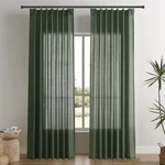 Olive Green Pinch Pleated Linen Curtains 84 Long 2 Panel Set For Living .... Fixed Price $49.27.