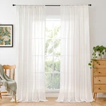 Linen Sheer Curtains 84 Inches Long 2 Panels Set For Living Room - Light Filt.... Fixed Price $24.41.