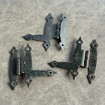 Vintage Door Hinges, Hammered Black Metal Mid Century Modern 50S - Set Of 3. Fixed Price $19.99.
