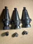 Lot Of 3 CAT50 Tool Holders SA100 Chuck Lyndex Collis With Collets. Fixed Price $79.99.