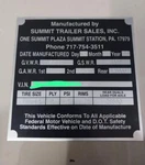 Aluminum Data Plate Fit For Summit Truck Trailer Engraved. Fixed Price $98.00.