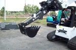 Bradco Hydraulic Swing Backhoe Attachment For Skid Steers With 18" Bucket.dig 6'. Fixed Price $3750.00.