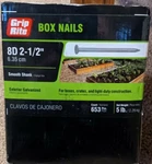 Lbs Grip Rite Smooth Shank 8D 2-1/2" Box Nails Exterior Galvanized. 8HGBX5. Fixed Price $24.95.