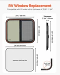 24 X 20 Rv Sliding Window Tinted Screen Trim Ring Dot. Fixed Price $140.99.