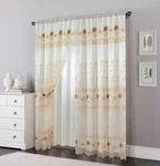 2 Layers Voile Sheer Embroidered Rod Pocket Window Curtain Panel And Valance. Fixed Price $18.99.