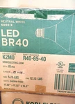 Kobi Electric R40-65-40, 4000K Led BR40 9W, 65W Equiv., Neutral White 18PK Case. Fixed Price $126.00.