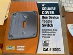 10 Pack Hubbell Raco 4" Square Single Toggle Switch Covers Silver 800C - Qty. Fixed Price $12.00.