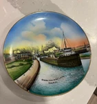 General View Of Soo Locks Antique Souvenir Plate Sault Ste Marie Mi Jonroth. Fixed Price $19.98.