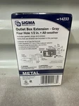 Sigma 14233 Four Hole " 12.7MM All-weather Outlet Box Extension Gray. Fixed Price $7.99.
