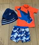 Next Baby Boys 2PC Fish Swimsuit &hat. Uv Upf 50+ Sun Protection. 12-18 Mth. Fixed Price $21.48.