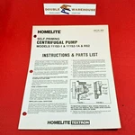 Homelite Self-priming Centrifugal Pump 111S2-1 RS2 Part# 17826 Parts List Manual. Fixed Price $14.99.