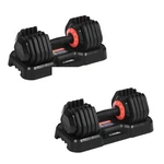 Adjustable 10-IN-1 Weight Training Dumbbells, 55 Lb Each Anti-slip Handle, Black. Fixed Price $170.00.