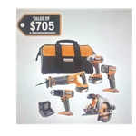 Ridgid Cordless 5-TOOL Combo Kit With (2) 4.0 Ah Batteries, Charger,tool Bag. Fixed Price $550.00.