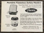 1966 Print Ad Therm'x Portable Flameless Safety Heaters Trailer Marine Camping. Fixed Price $17.85.