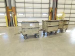 Portable Steel Hopper 1/2 Yard Tote Non-tilt Towable Cart 36X24X27" Tan. Fixed Price $584.99.